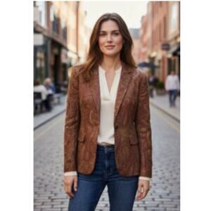 Vintage Garfield & Marks Paisley Jacquard Button Up Blazer Jacket Size 12